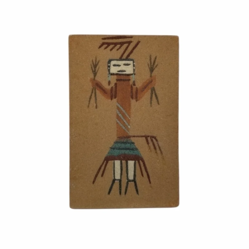 Kachina Sand Tile Wall Art Painting Yei Unframed Signed Native American 6 X 4